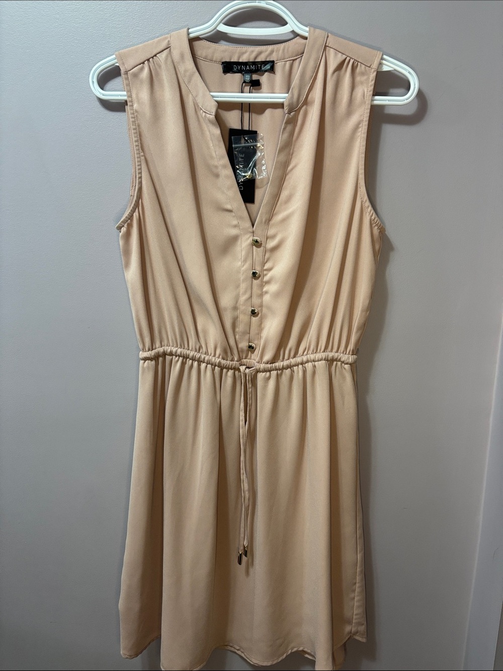NWT Dynamite Sleeveless Shirt Dress Pale Pink Size Small